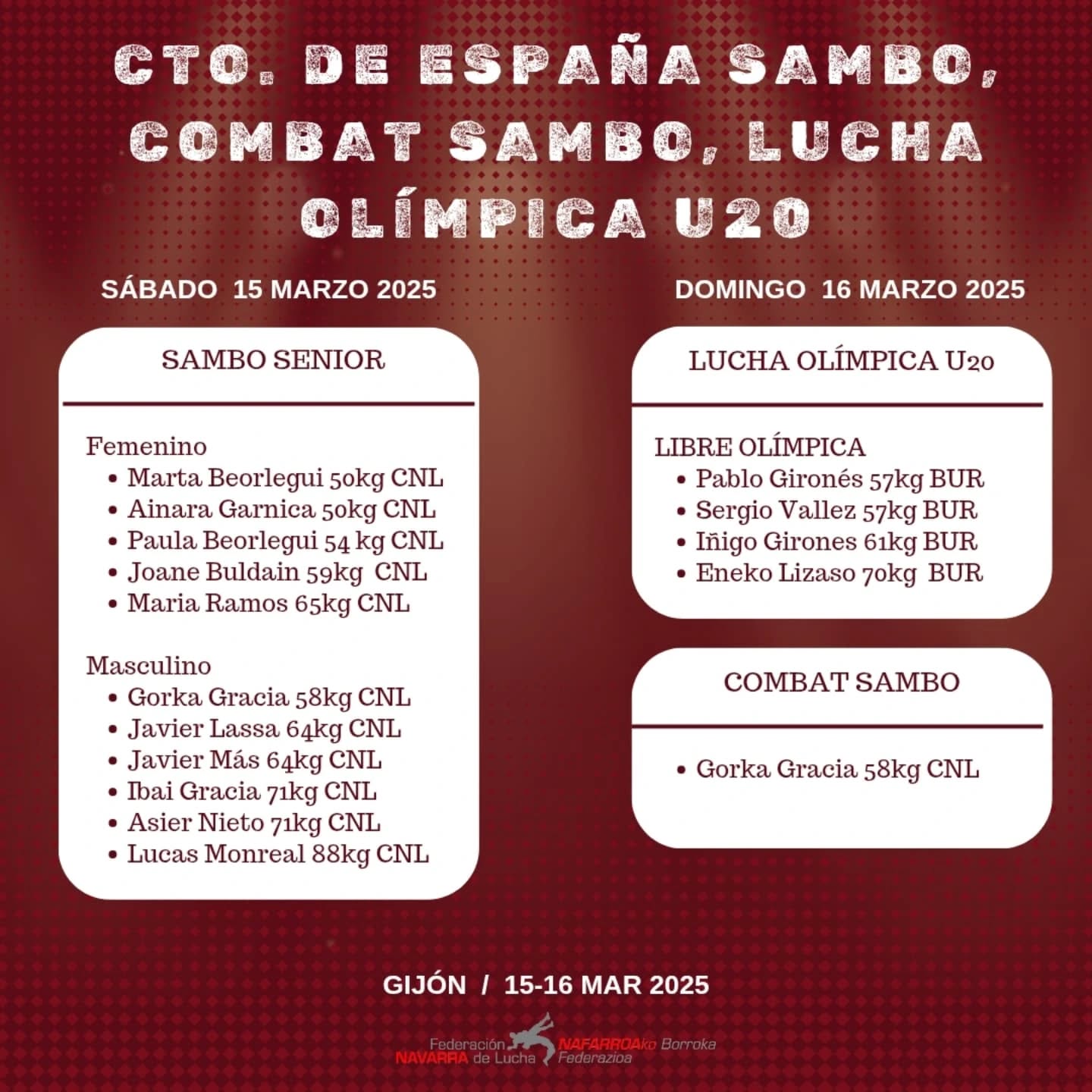 Este fin de semana se celebran los Campeonatos de Espa&ntilde;a de Sambo y Luchas Ol&iacute;mpicas, en Gij&oacute;n